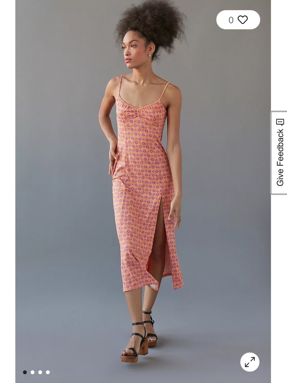 UO Orange Floral Arna Midi Slip Dress. Size XS. - Picture 2 of 14